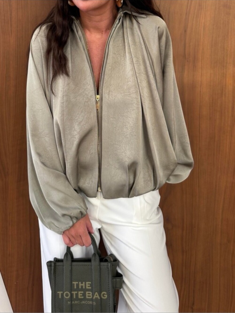 Zara Satin Fluid Puffed Balloon Bomber Jacket - Picture 6 of 13